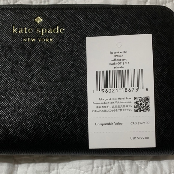 Kate Spade Black Lena Large Continental Zip-Around Wallet - Picture 6 of 7